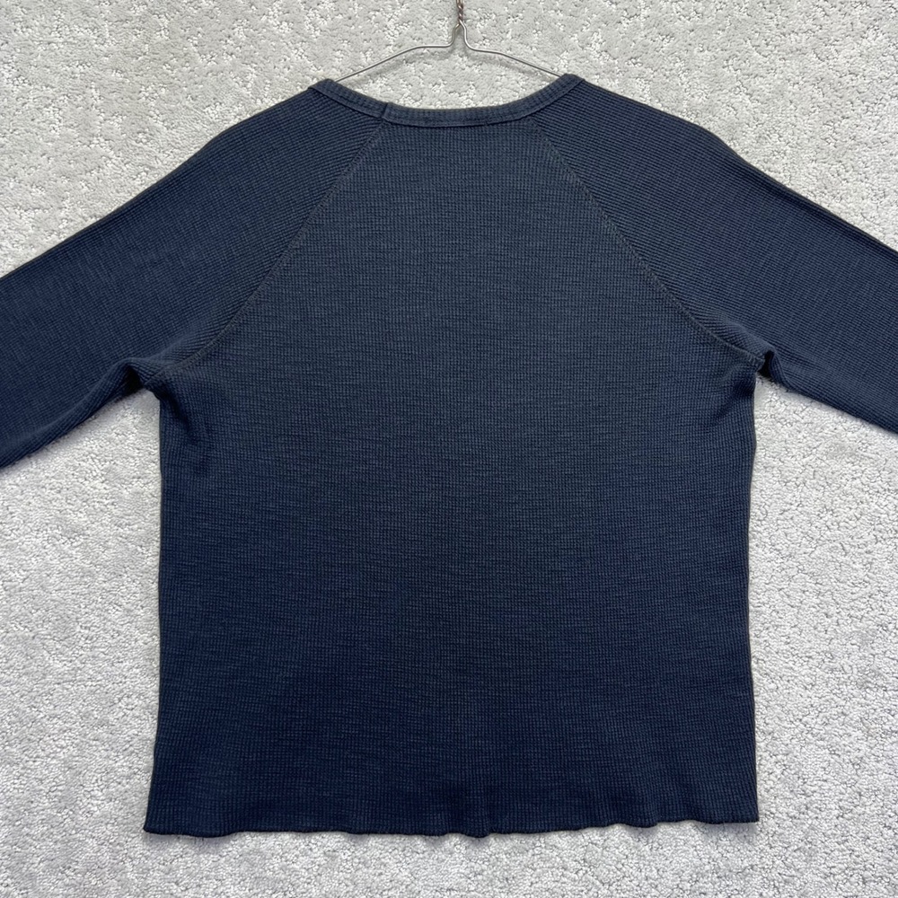 James Perse Thermal Shirt Womens Size 1 Black Cotton Longsleeve Waffle Knit - Picture 7 of 11